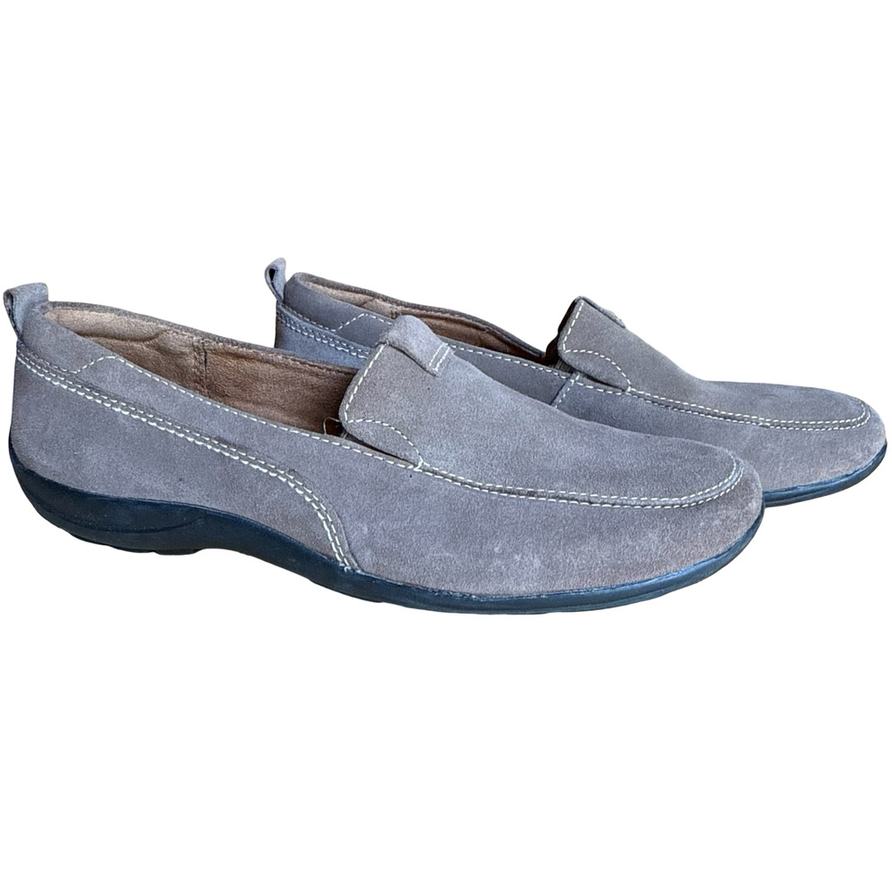 Naturalizer Fragrance Suede Leather Taupe Gray Slip On Flats Loafers Shoes sz 8